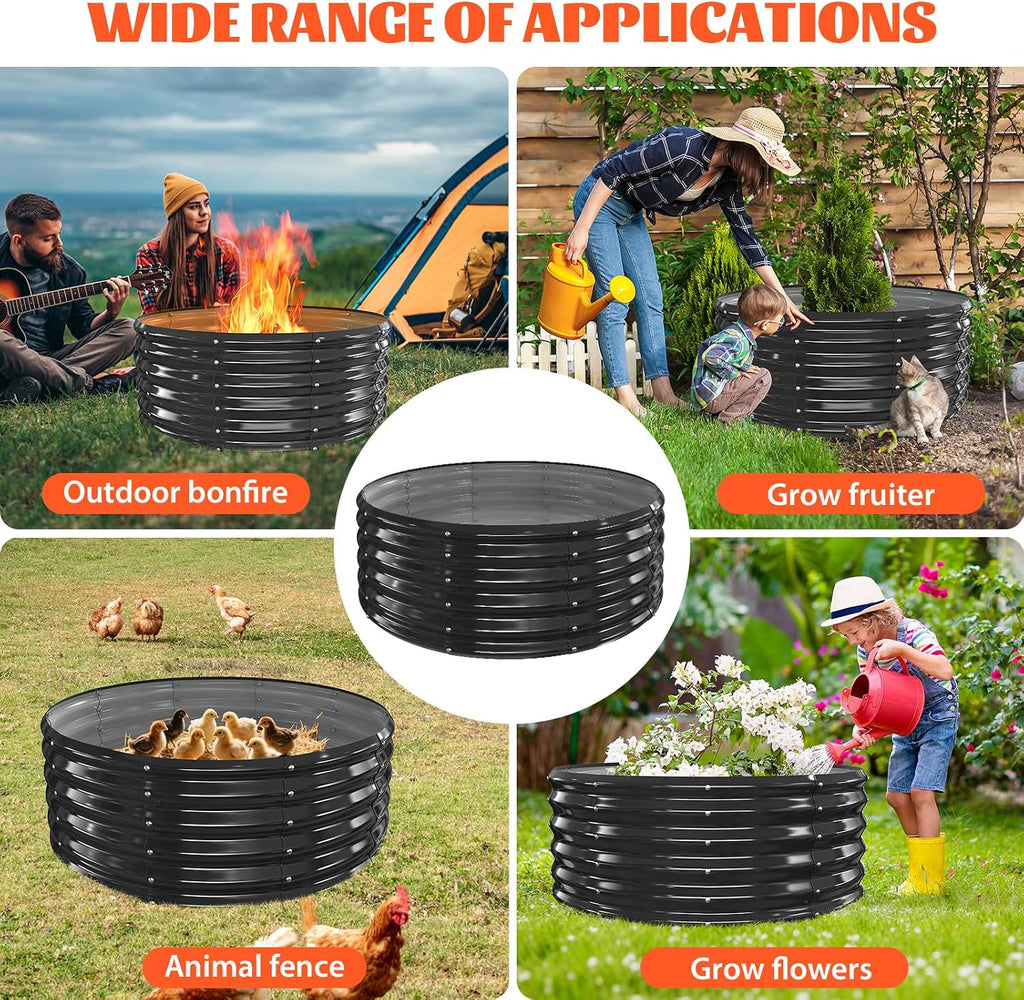 17In Tall 40 Inch Diameter Round Galvanized Fire Pit Ring/Fire Ring Black