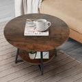 Round Coffee Table, 2-Tier Circle Coffee Table with Storage, Modern Wood Round Center Table, for Living Room, Small Space, Home Office, Easy Assembly, Rustic Brown