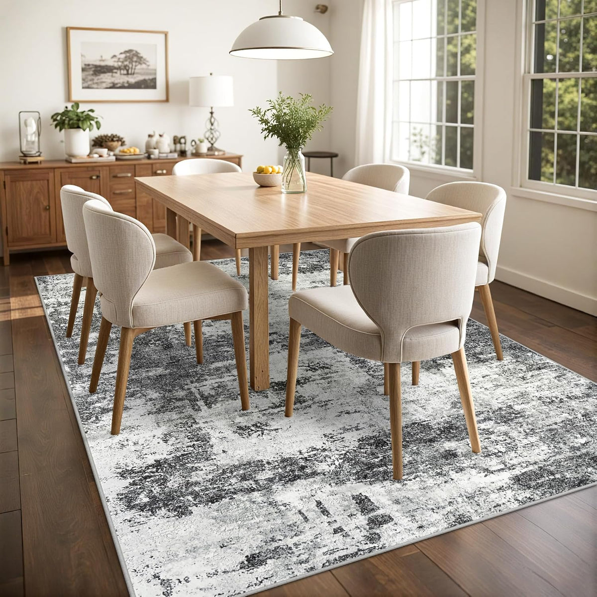 Tosuoka 9x12 Area Rugs for Living Room Abstract Washable Black Rug