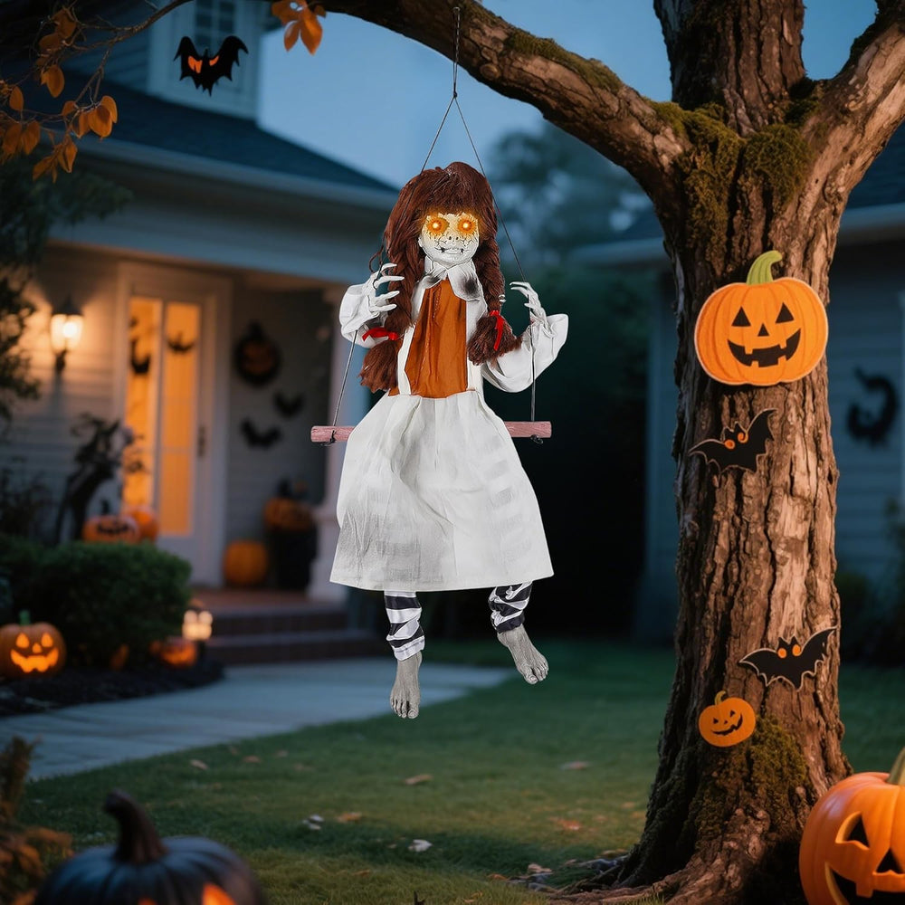 Prsildan Animatronic Halloween Decorations Outdoor Scary Ghost Girl Decor