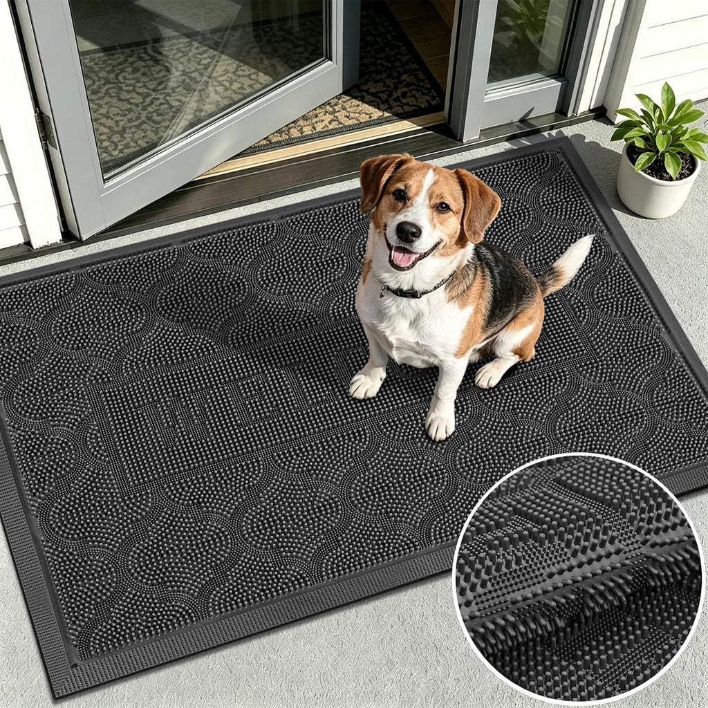 FRAMICS Front Door Mat Outside Entrance, Rubber Door Mats Welcome 24"x36"