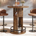 HSH Round Bar Table, 37.4"H Bar Height Bistro Pub Table With 2-Tier Storage