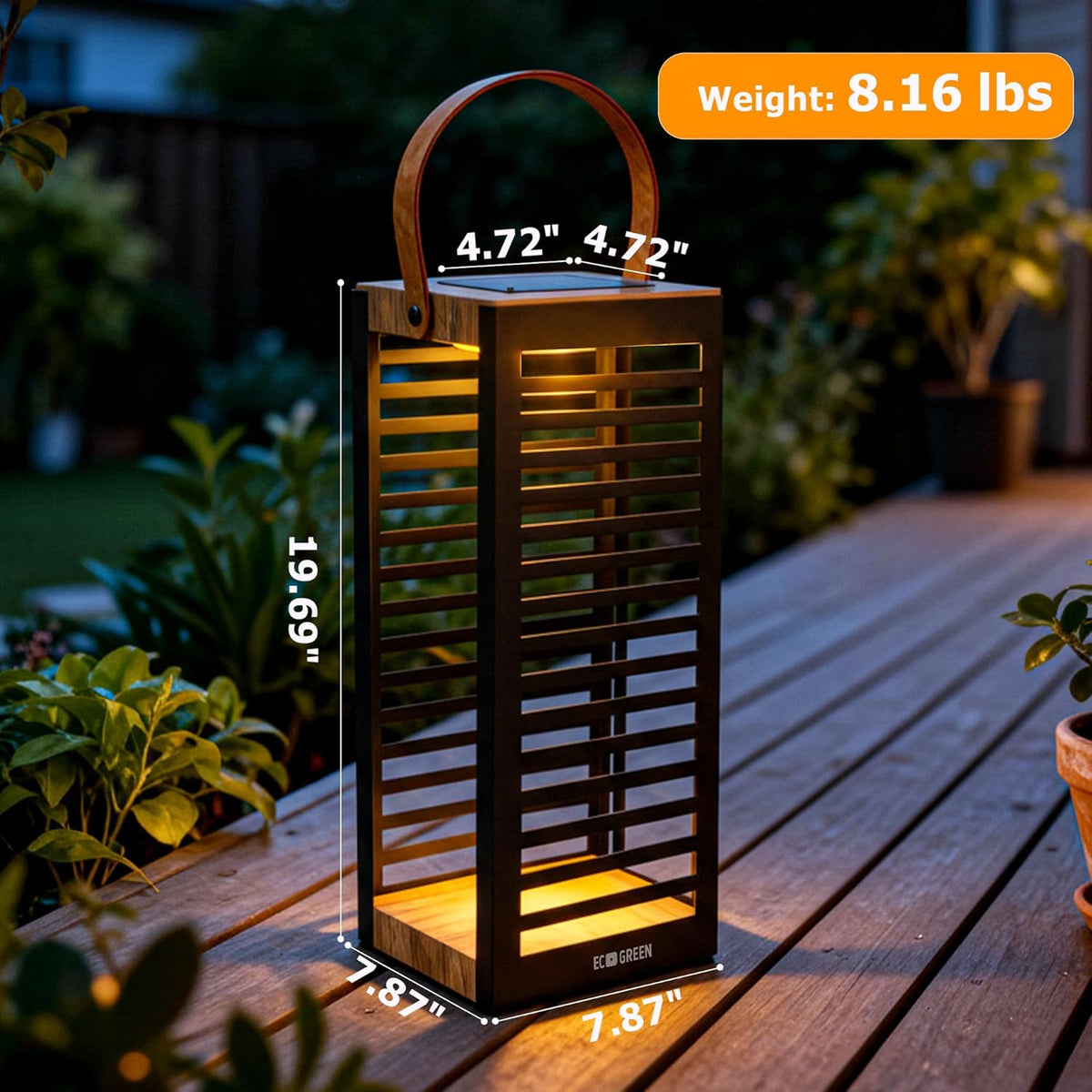 EcoGreen Solar Floor Lamp, Solar Lanterns Outdoor Waterproof for Yard