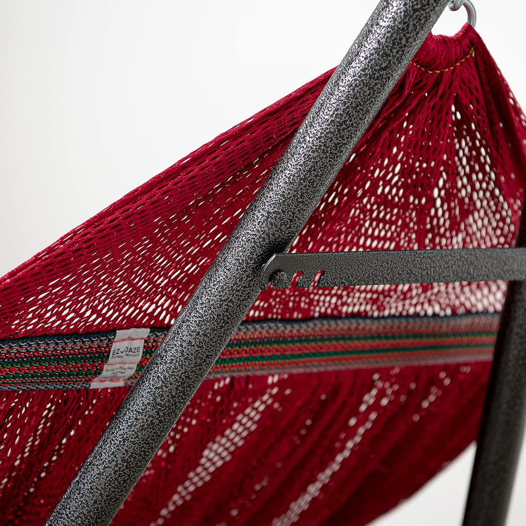 Best Home Fashion Portable Hammock with Collapsible Steel Stand, 450 lbs Capacity, No Tools Assembly, Carrying Bag Included, Perfect for Indoor Outdoor Backyard Patio Camping Beach, Red