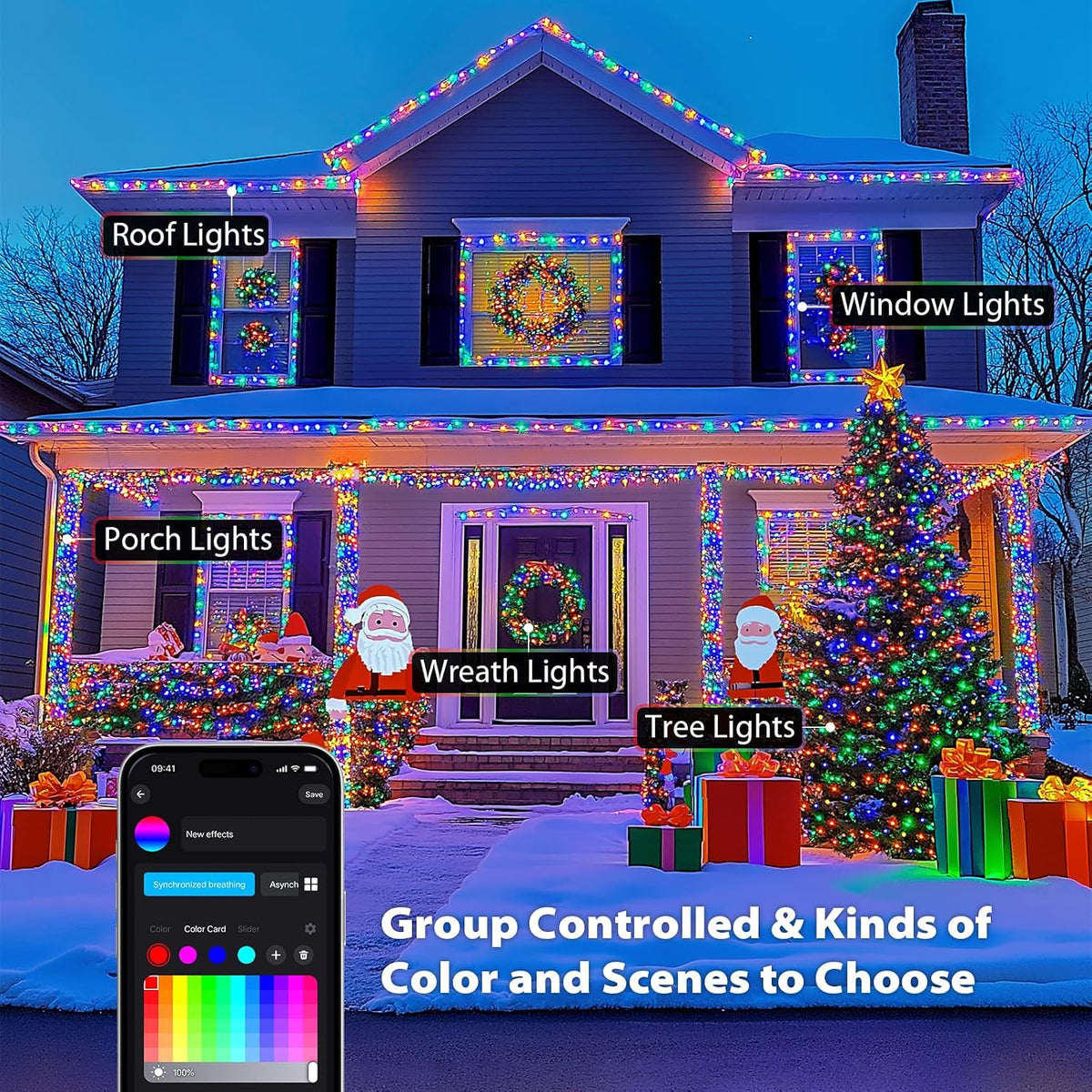 JMEXSUSS 800 LED Color Changing Halloween Lights, RGB Christmas Lights