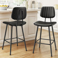 Raynesys 24-Inch Leather Bar Stools Set of 2 with High Backrest, Black