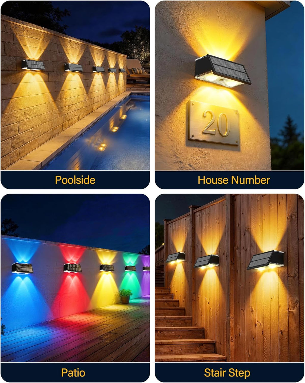 Solar Fence Lights Outdoor, 10 Pack Fence Solar Lights Waterproof