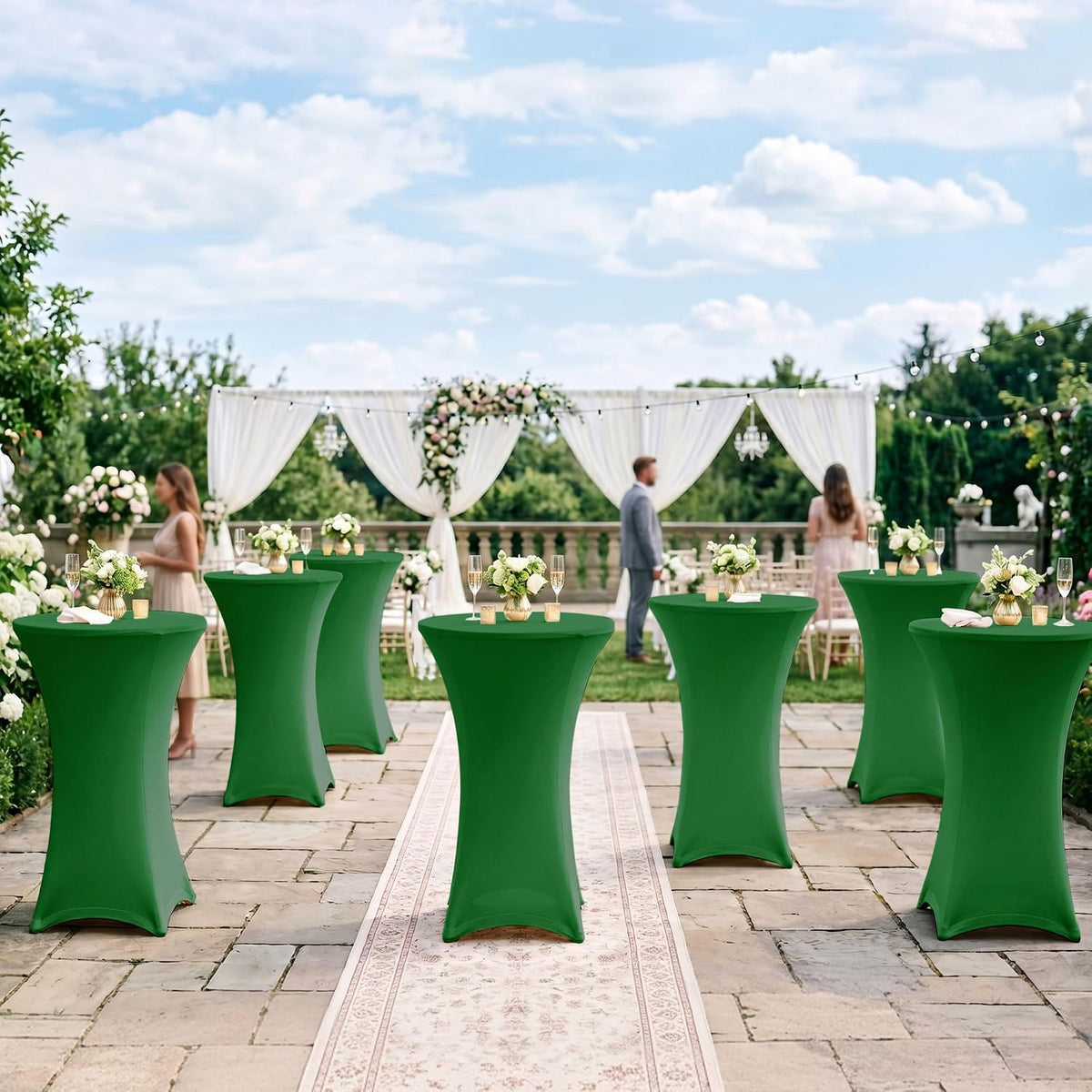 Cocktail Table Covers-Spandex Round High Top Table Cloths Party Green