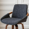 LUNLING 29.5" Set of 3 Bar Height Barstools Mid Century Modern Retro Bar Chairs Charcoal Gray Linen Look Fabric Upholstered and Walnut Wood Frame for Home Bar Furniture(Darkgray)