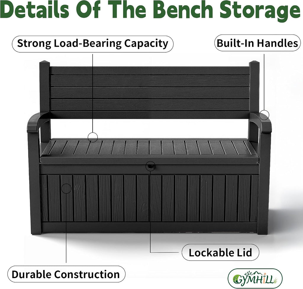 80 Gallon Outdoor Storage Bench,Waterproof Resin Deck Box with Seat