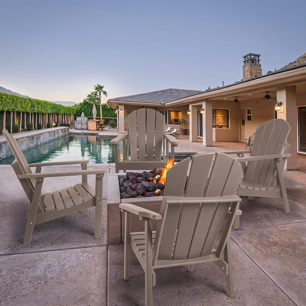 NAVINE Adirondack Chair Set of 2, HDPE All Weather Adirondack Chairs, Fire Pit Chairs, Patio Chairs, Lawn Chairs. Perfect for Porch, Patio, Poolside, Deck.