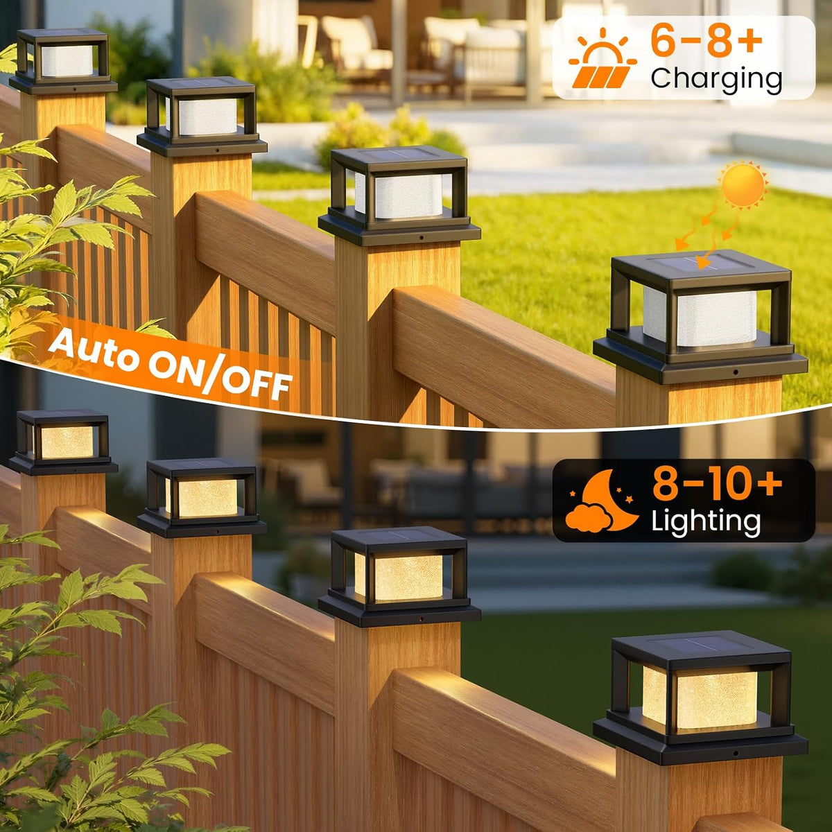 Mlambert 12 Pack 4x4 Solar Post Light, 2 Mode Wooden Vinyl Fence Cap, Black