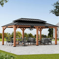 Modern Shade Wood Gazebo 12x20 with Double Galvanized Steel Roof