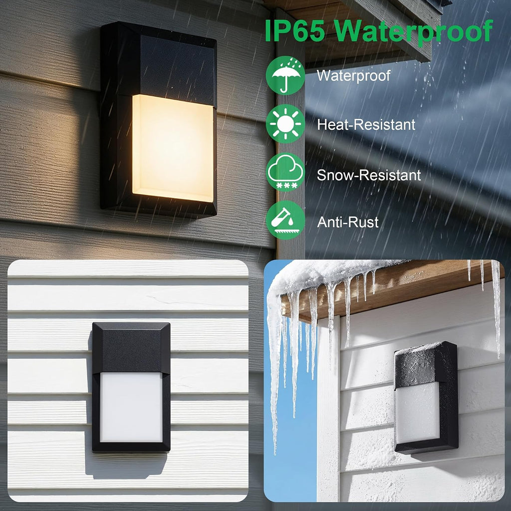 LIT-PaTH Outdoor Wall Light Fixture, Aluminum, LED 3000K, Black, 2 Pack