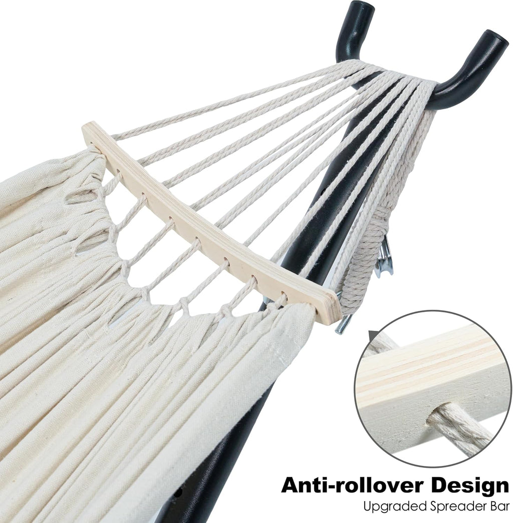 GAFETE Double Hammocks with Stand for Outside, Max 600lbs, (Natural)