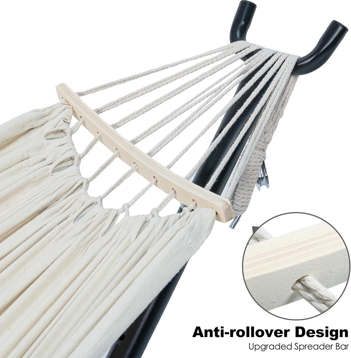 GAFETE Double Hammocks with Stand for Outside, Max 600lbs, (Natural)