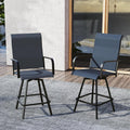 Outdoor Bar Stools Set of 2, Swivel Tall Patio Chairs, Navy