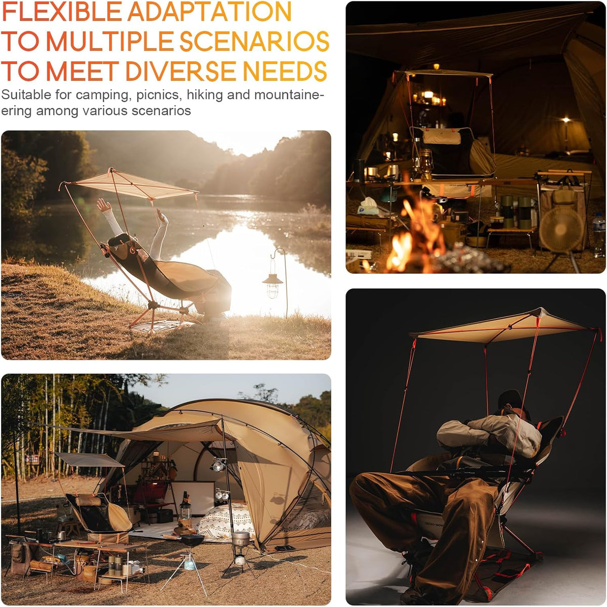 Portable Folding Camping Chair with Sunshade Canopy for Adults