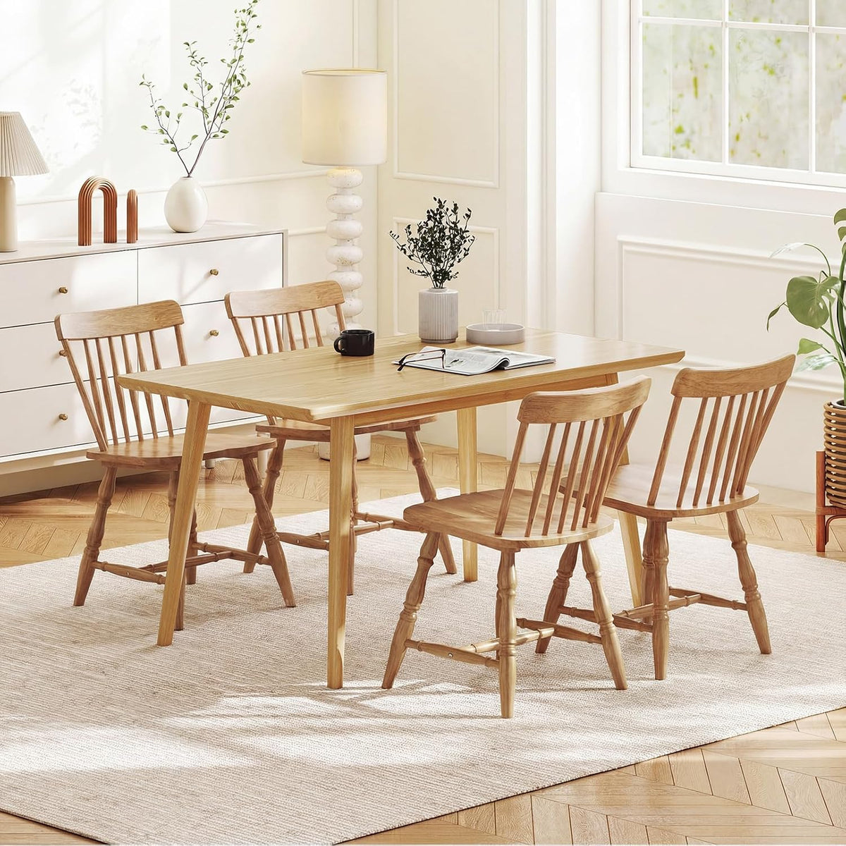 GIANTEX Windsor Dining Chairs Set of 2 w/Curved Spindle Back & Turned Legs