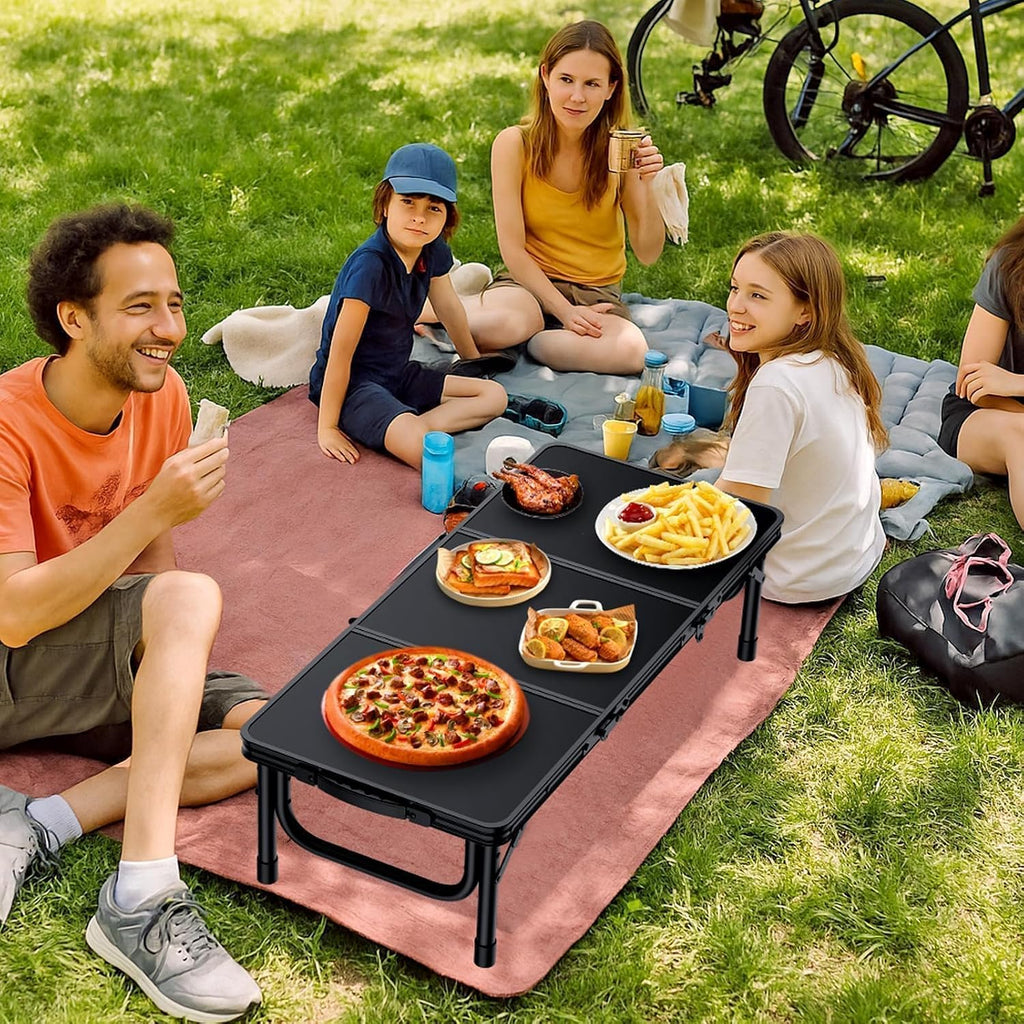 Anbte 34.2" x 15.7" Small Low Folding Picnic Table, 10.3" Height, Black