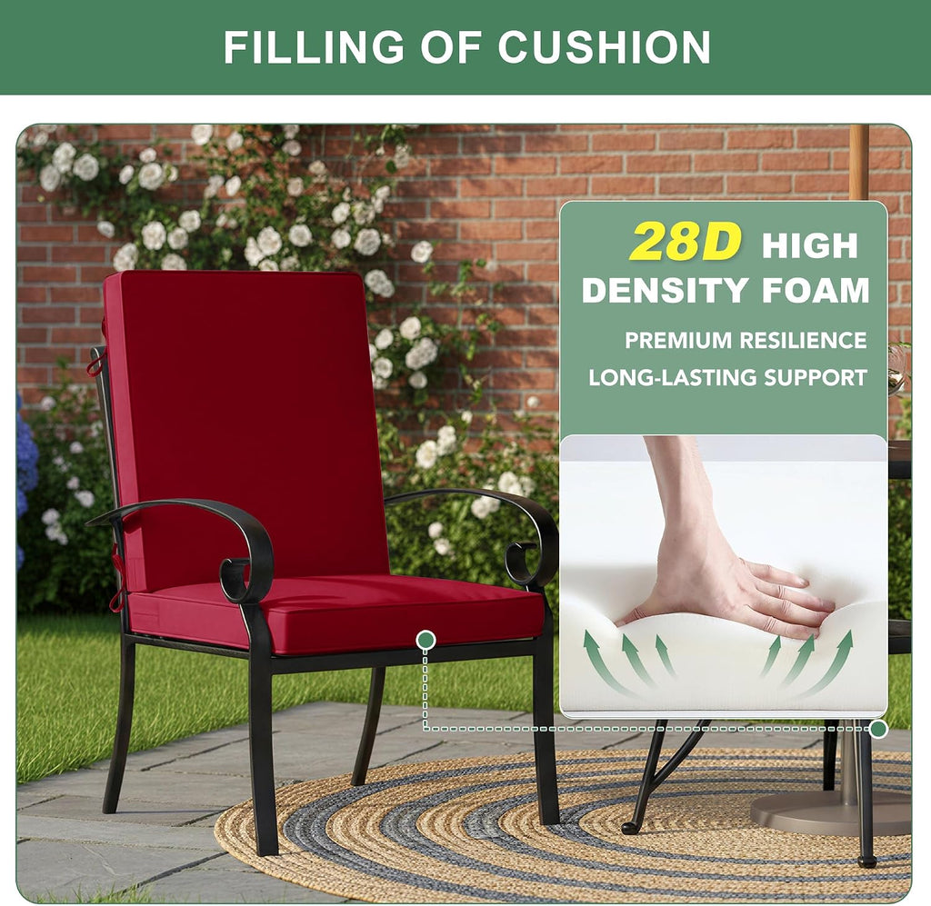 Summsun Patio Dining Seat Cushions Set of 4, 20 x 20 Inch, Burgundy