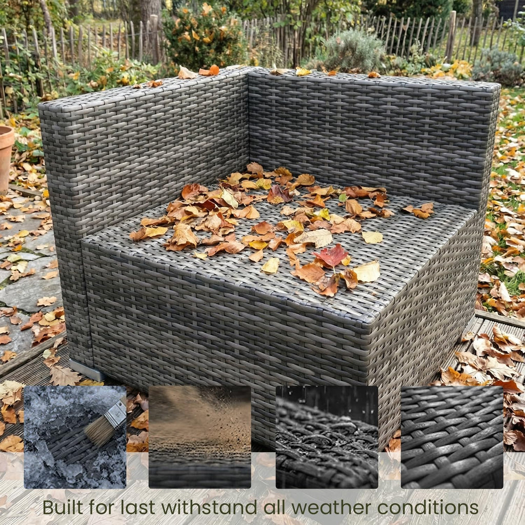 LayinSun 8 Piece Patio Furniture Set with Fire Pit Table, Outdoor Conversation Sets Wicker Rattan Sectional Sofa with Coffee Table
