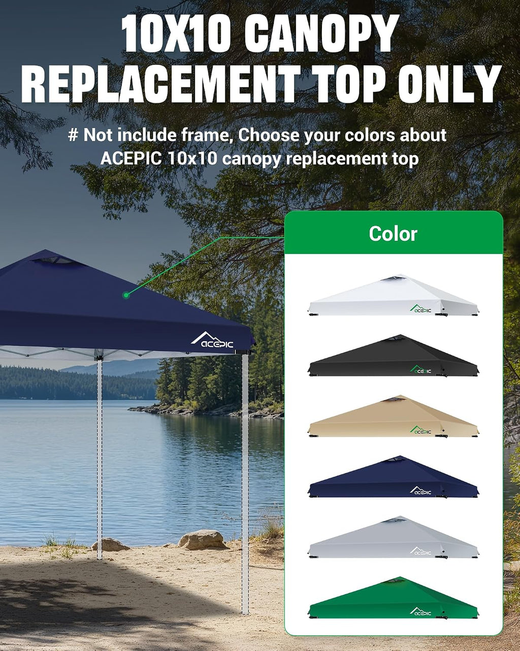 acepic upgraded 10x10 canopy replacement top with air, package contents