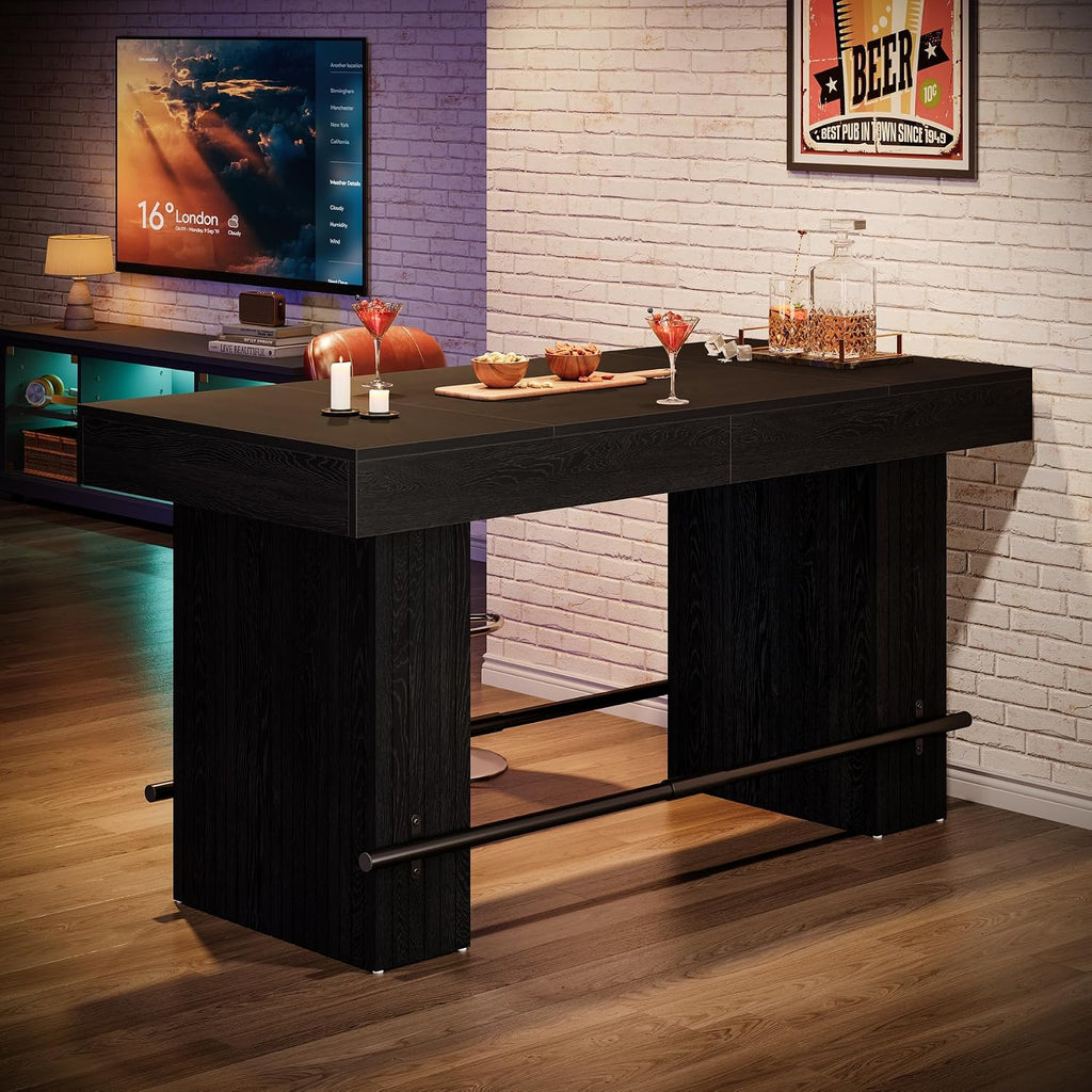 tribesigns 62.2" tall dining table for 4-6, counter showing dimensions
