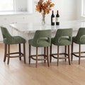 UVV Bar Stools Set of 2, Upholstered Counter Height Bar Stools, Modern Counter Stools with Wood Legs for Kitchen Island Dining Room Bar, Green