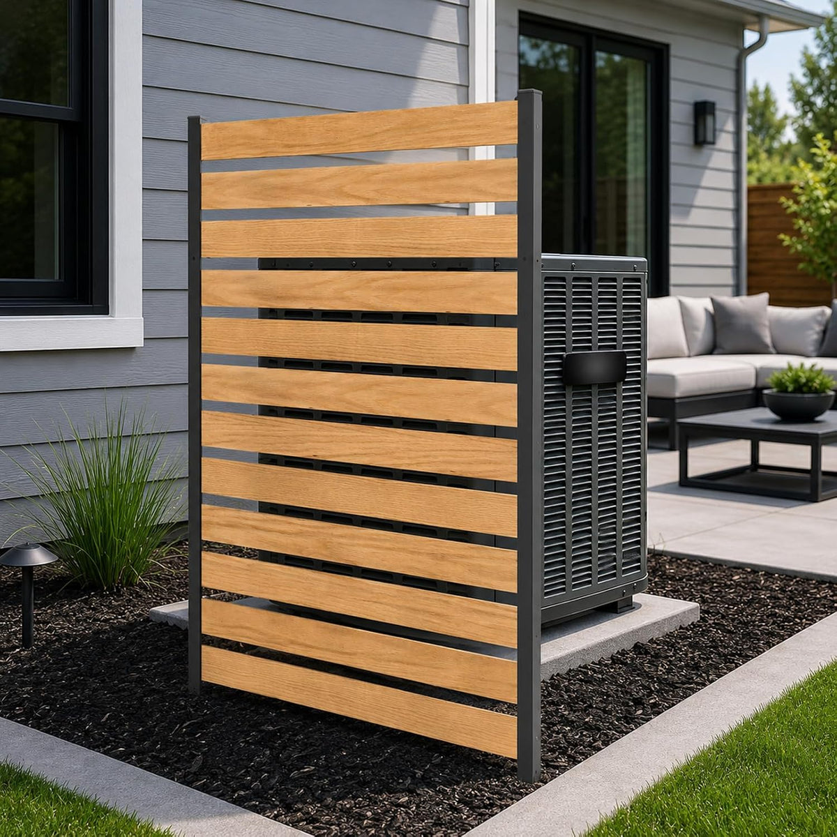 DoCred 38" W x 60" H Air Conditioner Fence, Wood Privacy Screen 1 Panel