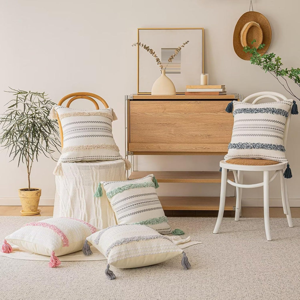 buiovbey boho throw pillow covers woven tufted pillow, package contents