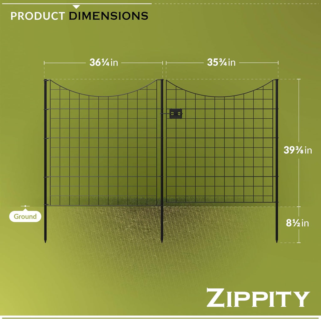 Zippity 39in H Black Metal Fence w/ Gate, DIY Fence Kit