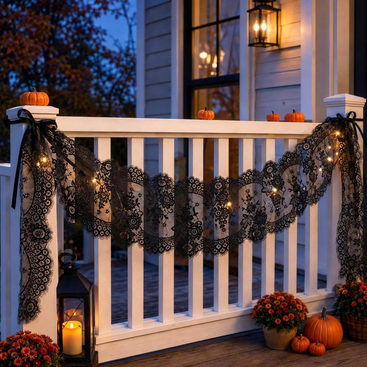 10 PCS Black Lace Table Runner 14x120 Inch Vintage Halloween Party Decor