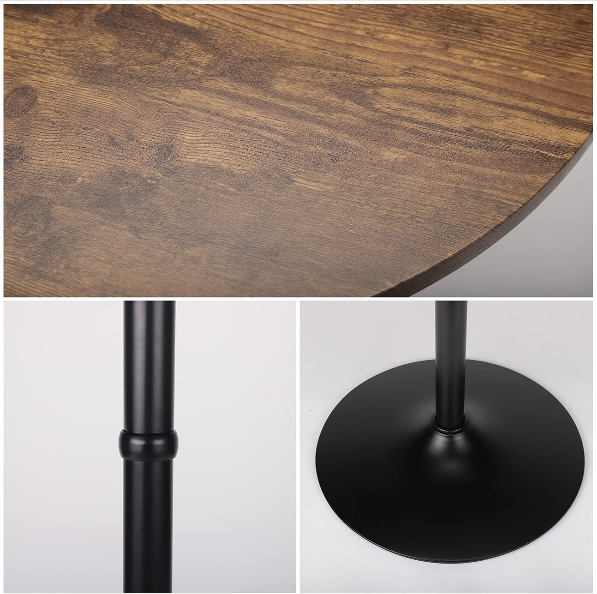 Leopard MDF Round Top Not Adjustable (41 INCHES Height) Bar Table, Brown