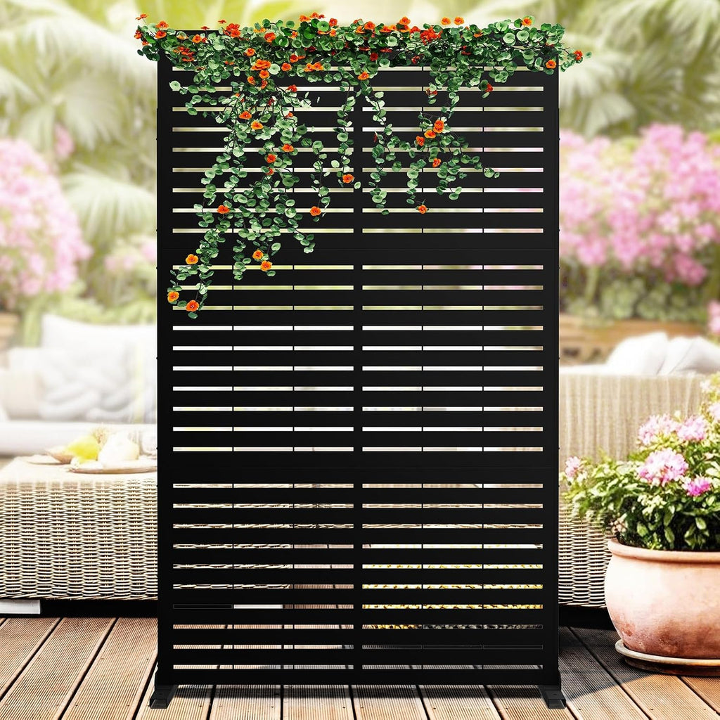 Kingsyard 72x47 Inch Metal Privacy Screen Outdoor Freestanding