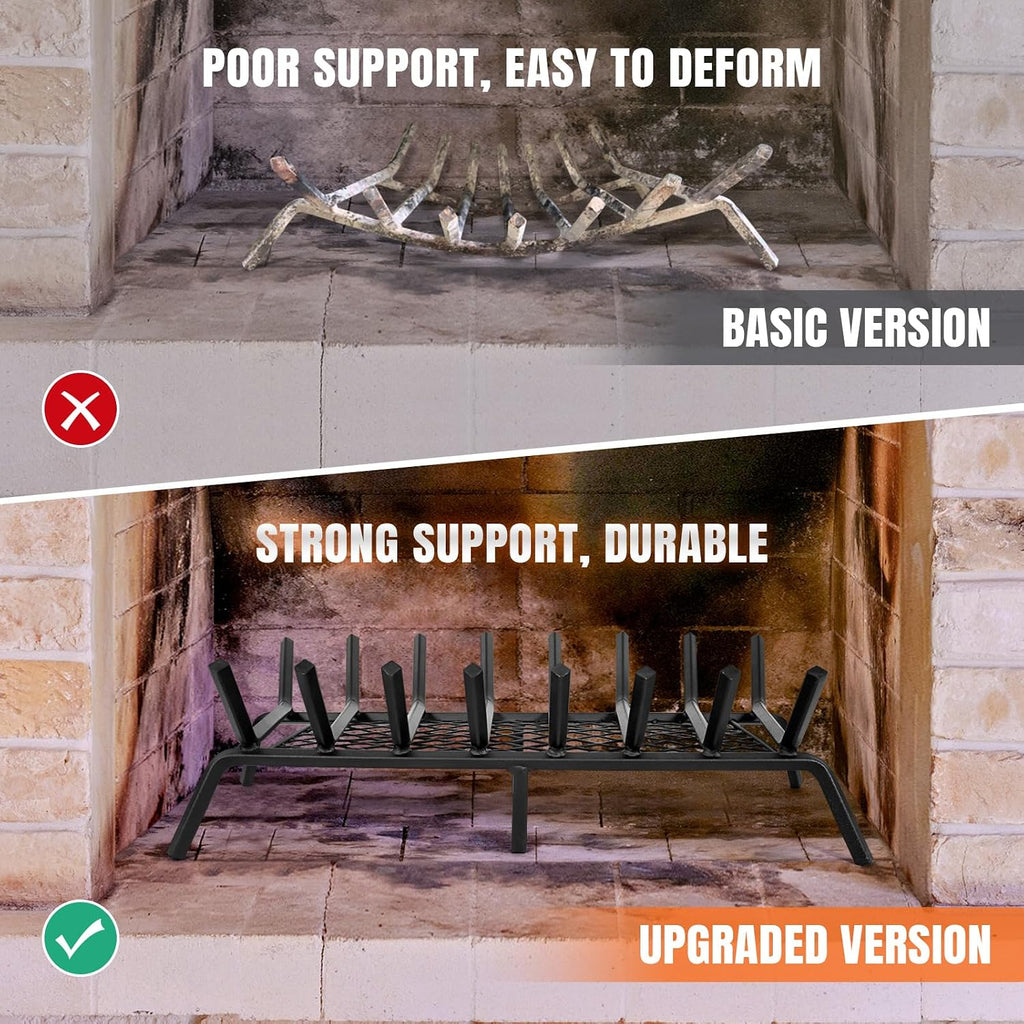 INNO STAGE 30 Inch Fireplace Grate with Ember Retainer, Indoor Outdoor