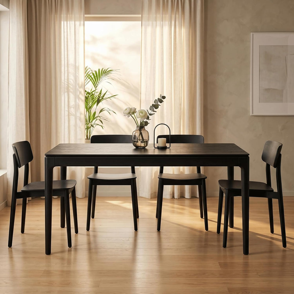 Mingle 55 Inch Modern Rectangular Dining Table, Seats 4-6, Burnt Black