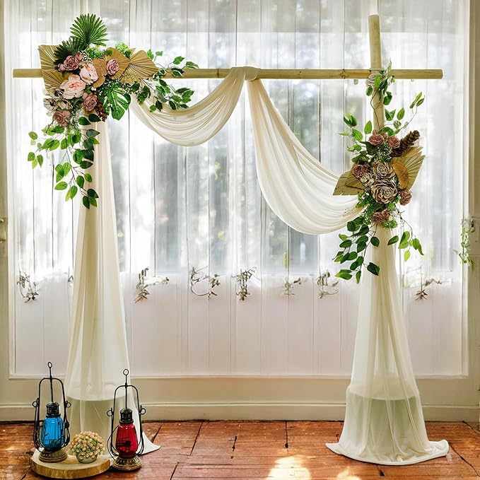 MDS Halloween Chiffon Draping Fabric - 2 Panel, 30" Wide x 30ft Long - Sheer Spooky Arbor & Canopy Drapery for Haunted House Backdrops, Party Ceilings, DIY Costumes & Themed Events - Champagne Gold (Pack of 2)