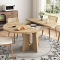 Epecoya 59-Inch Extendable Round Dining Table for Dining Room, Light Oak