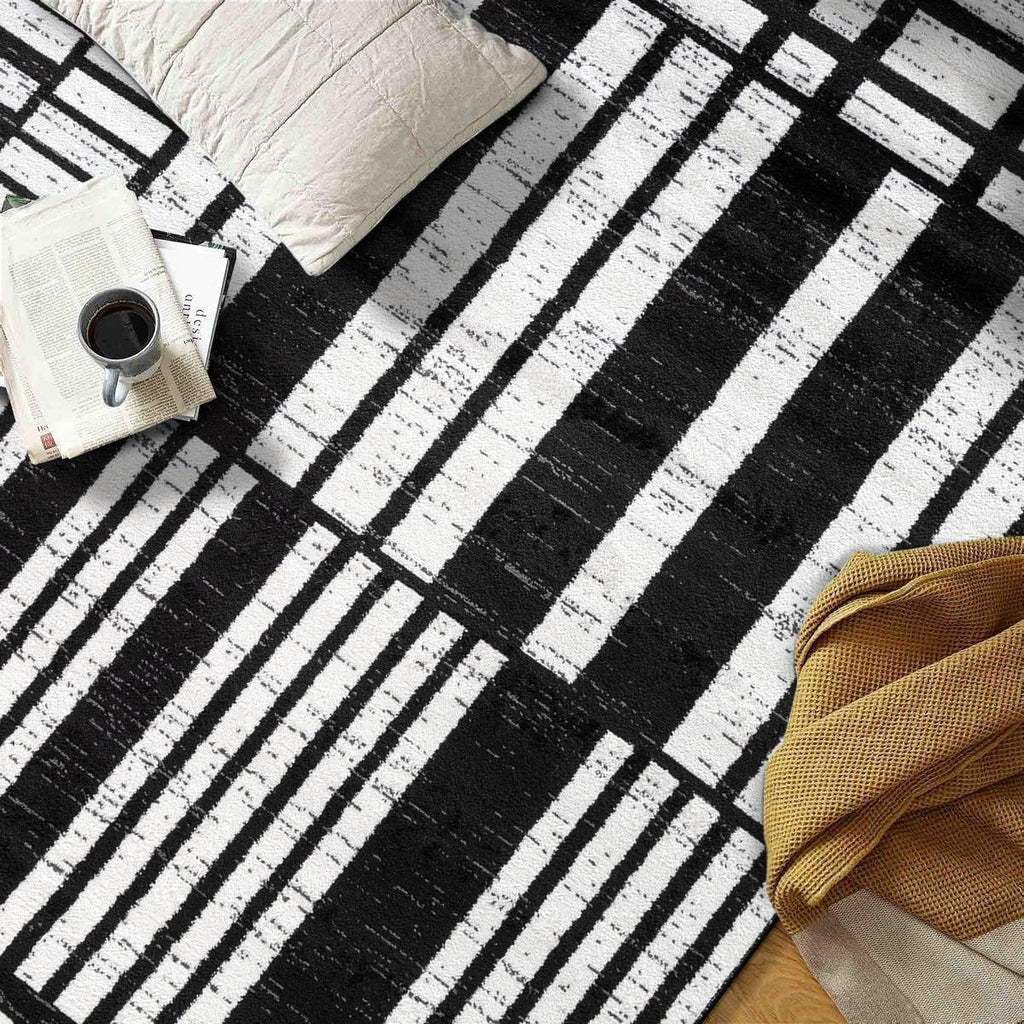 Rugshop Contemporary Modern Abstract Geometric Area Rug Black 4' x 6'