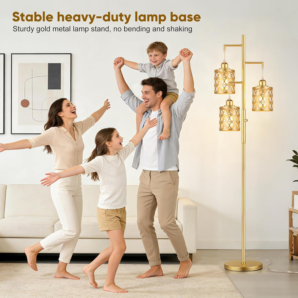 68" Tall Gold Industrial Floor Lamps for Living Room, Modern Standing Lamp
