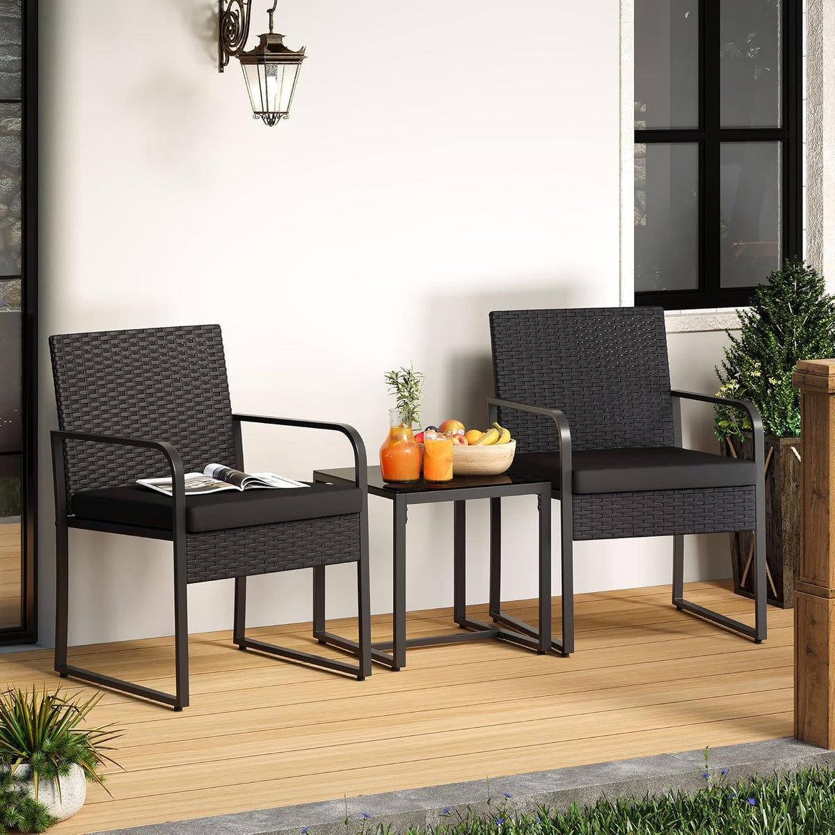 Gizoon 3 Pieces Patio Furniture Sets, Outdoor Rattan Conversation