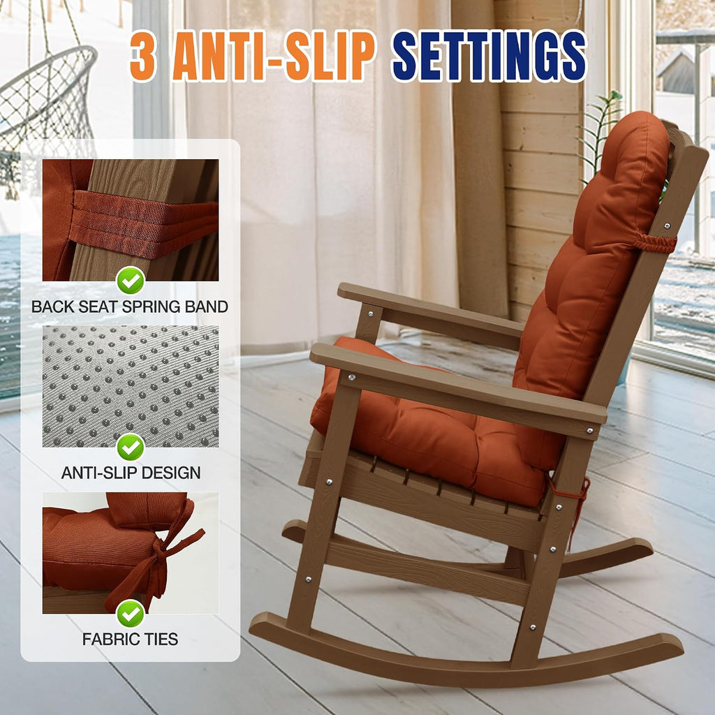 Adirondack Chair Cushion, 4 Pack 49x20x4'' Rocking Chair Pads, Burnt Orange