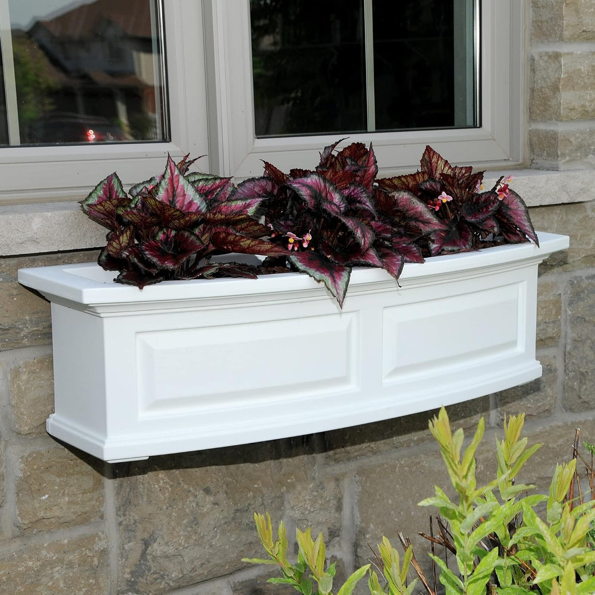 Mayne Nantucket 36in Self-Watering Rectangular Window Box Planter, White