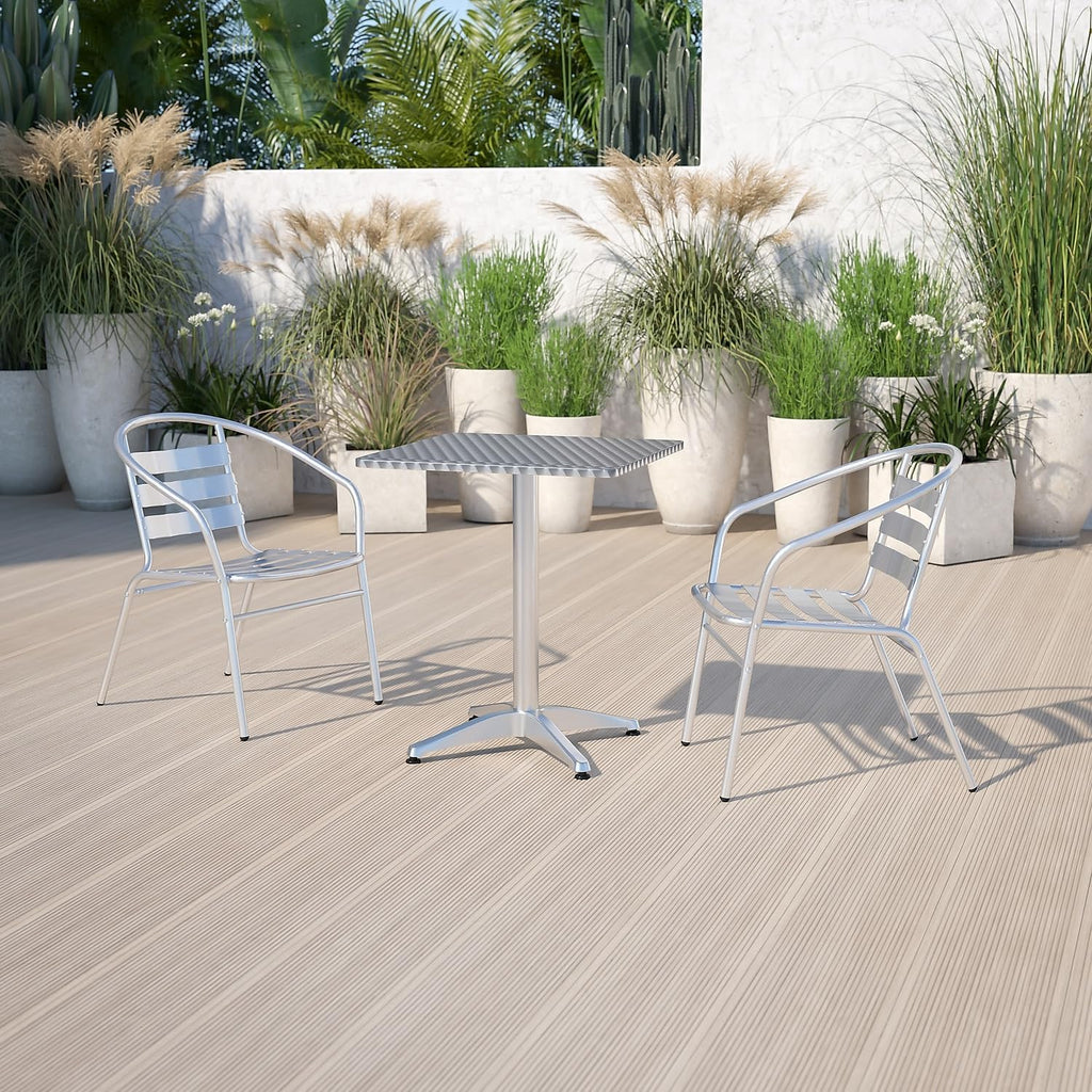 flash furniture 23.5 in aluminum indoor/outdoor square table shown in use
