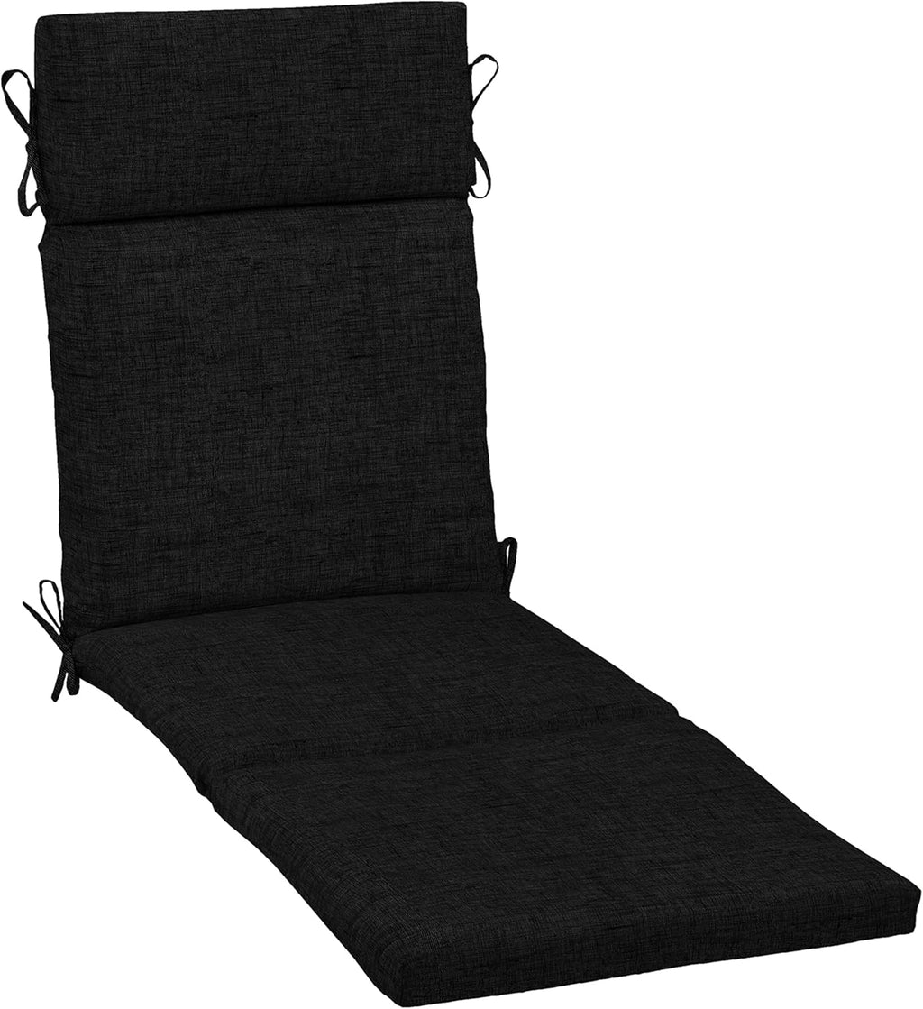 Arden Outdoor Chaise Cushion, 21 in x 72 in, Weather-Proof, Rain-Proof, Fade Resistant Patio Cushion for Chaise Lounger Black Leala