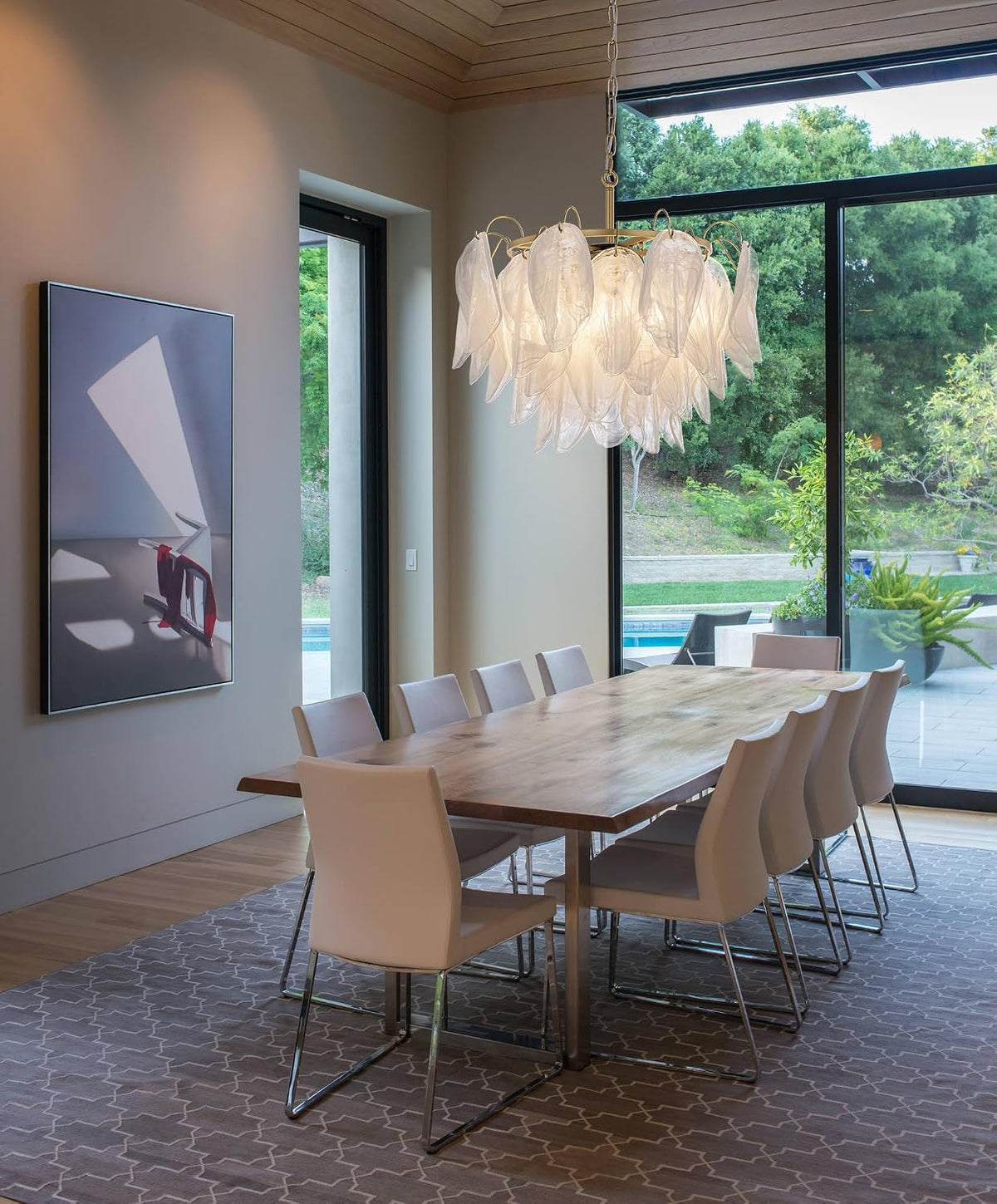 TOCHIC Gold Chandelier 22.8" Modern Cloud Glass Chandelier 6 Lights, 3-Tier