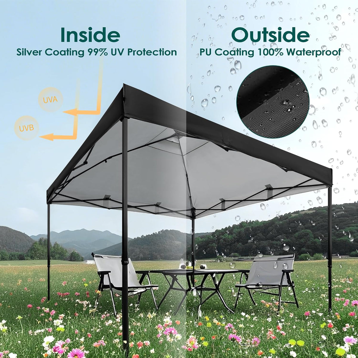 ninat 10x10ft canopy replacement top with air vent, close-up detail