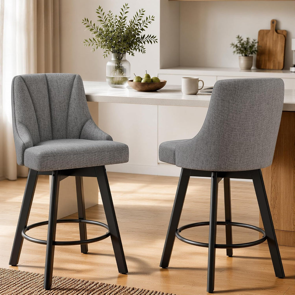 YaFiti 24" Swivel Counter Height Bar Stools Set of 2, Dark Gray