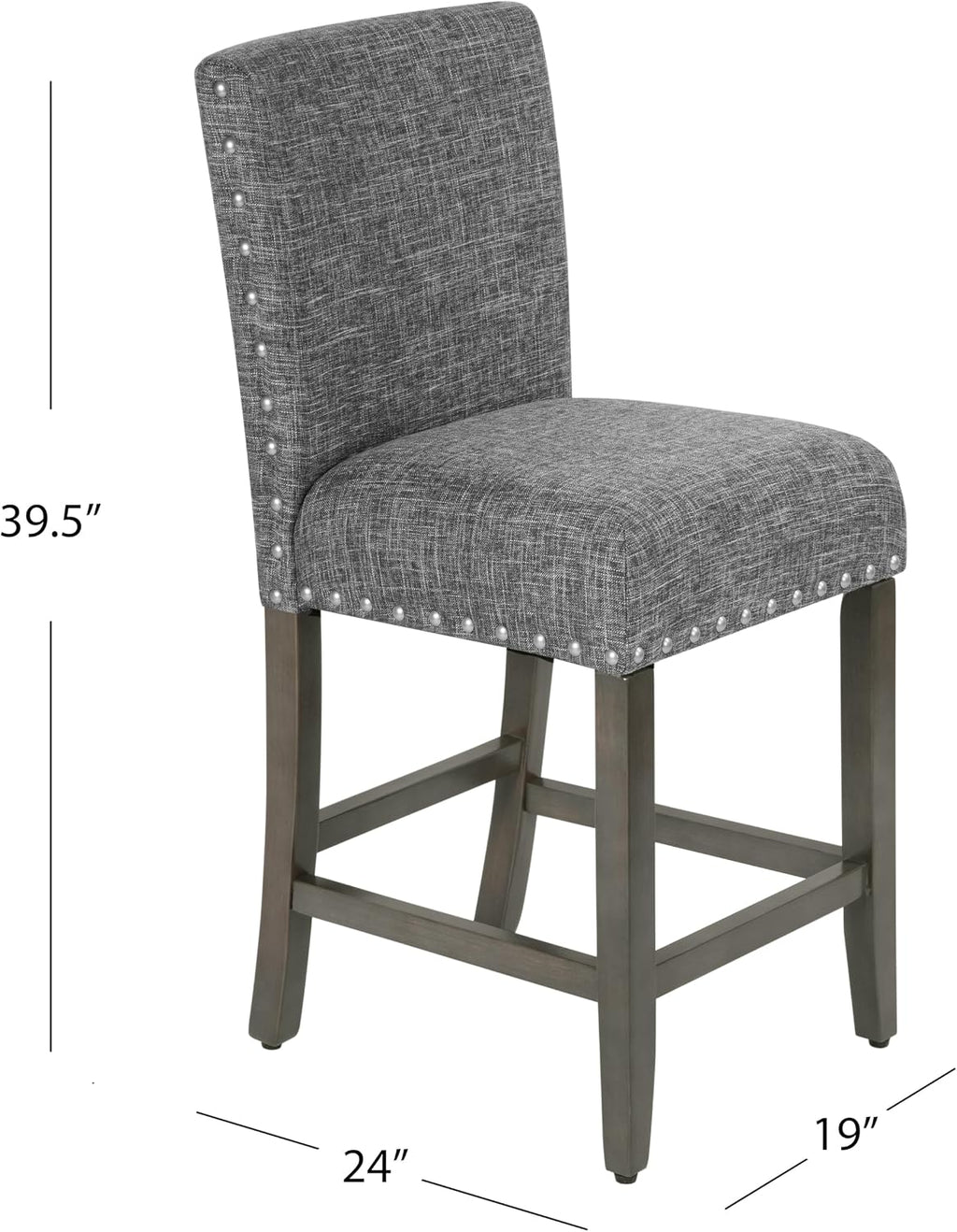 HomePop Upholstered Counter Stool, 24-Inch, Slate Gray